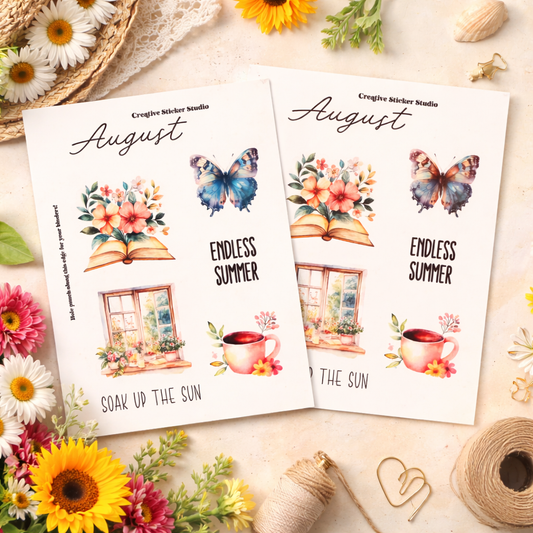 Sticker Sheet Set of 2 - Planner Months August