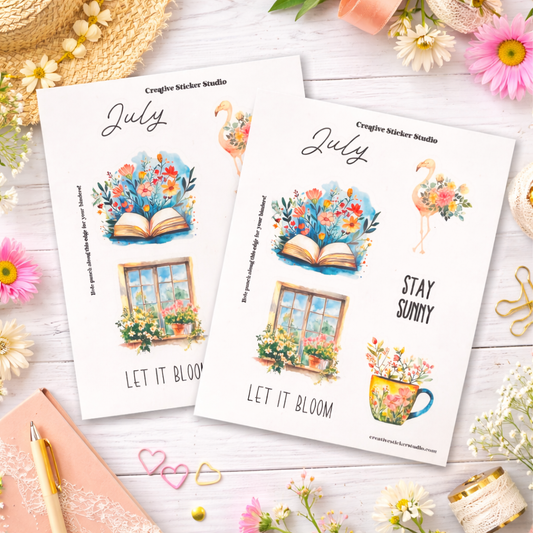 Sticker Sheet Set of 2 - Planner Months July