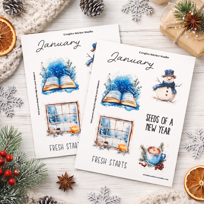 Sticker Sheet Set of 2 - Planner Months January