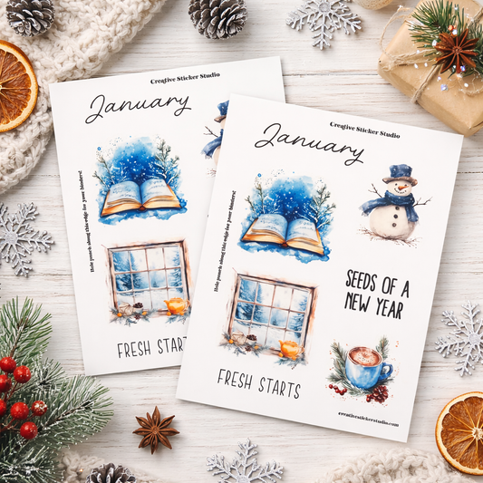 Sticker Sheet Set of 2 - Planner Months January