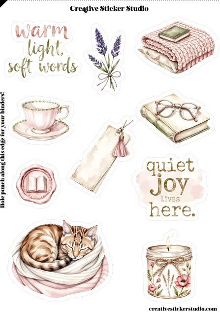 Sticker Sheet Set of 2 - Cozy Reader Warm Lights