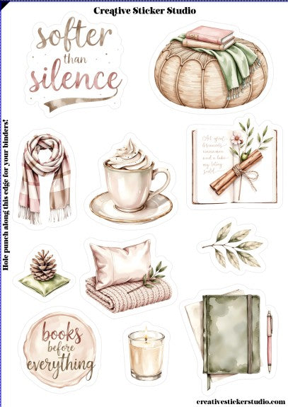 Sticker Sheet Set of 2 - Cozy Reader Softer Than Silence