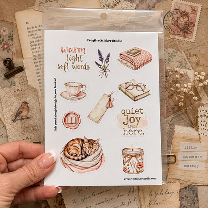 Sticker Sheet Set of 2 - Cozy Reader Warm Lights