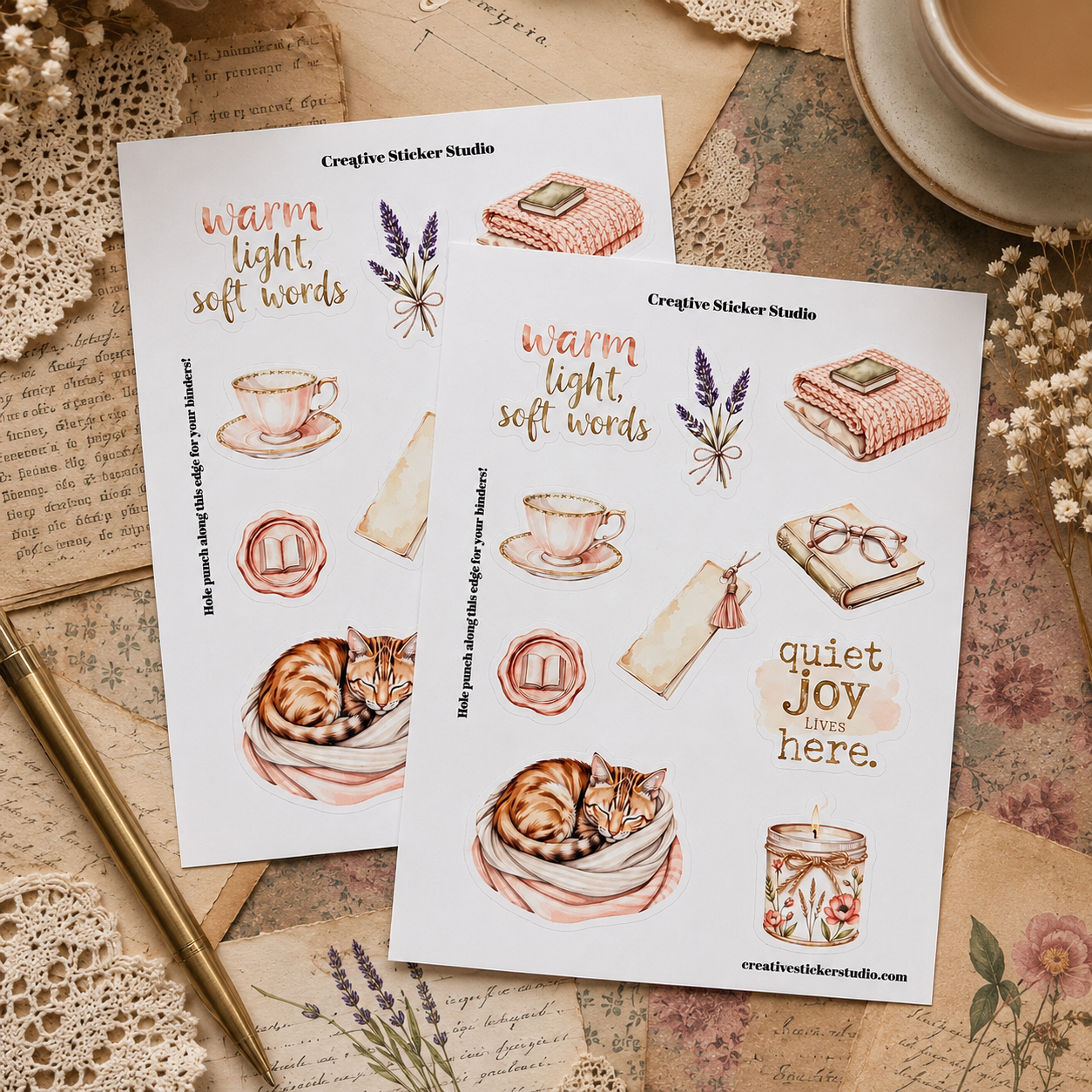 Sticker Sheet Set of 2 - Cozy Reader Warm Lights