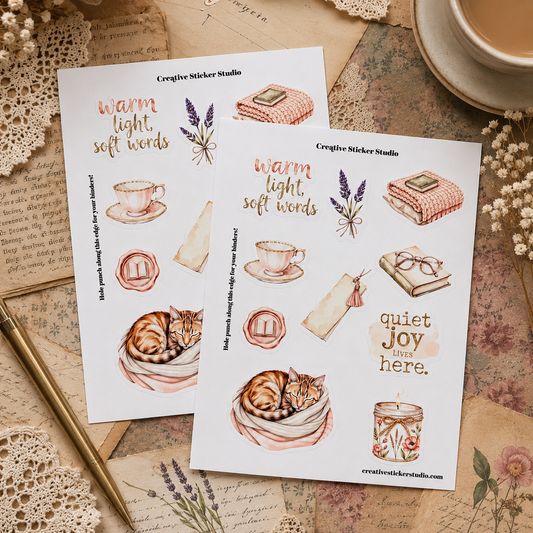Sticker Sheet Set of 2 - Cozy Reader Warm Lights