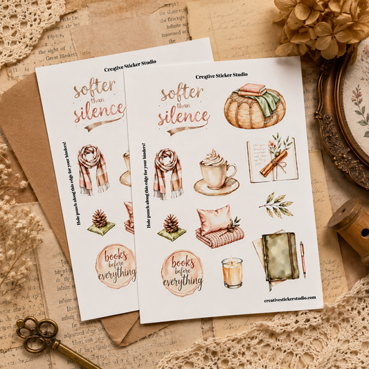 Sticker Sheet Set of 2 - Cozy Reader Softer Than Silence