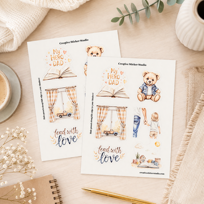 Sticker Sheet Set of 2 - Following in Dad's Footsteps My Hero