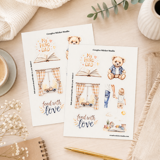 Sticker Sheet Set of 2 - Following in Dad's Footsteps My Hero