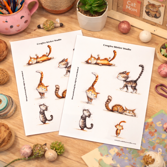 Sticker Sheet Set of 2 - More Silly Cats