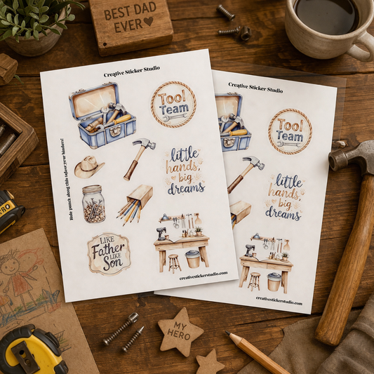 Sticker Sheet Set of 2 - Following in Dad's Footsteps Tool Team