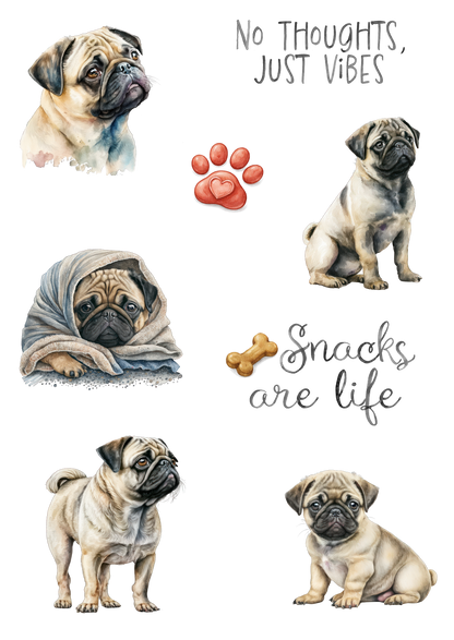 Sticker Sheet Set of 2 - Pug Vibes