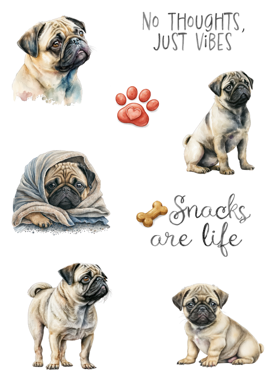 Sticker Sheet Set of 2 - Pug Vibes