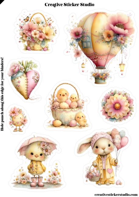 Sticker Sheet Set of 2 - Boho Easter  Hot Air Balloon