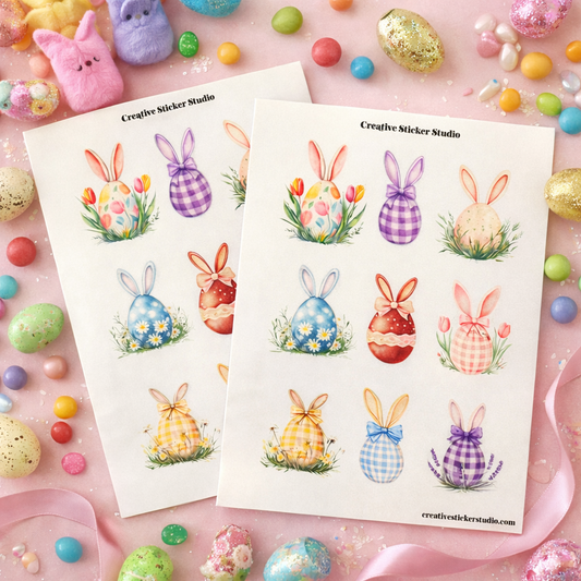 Sticker Sheet Set of 2 - Easter Bunny Ear Eggs