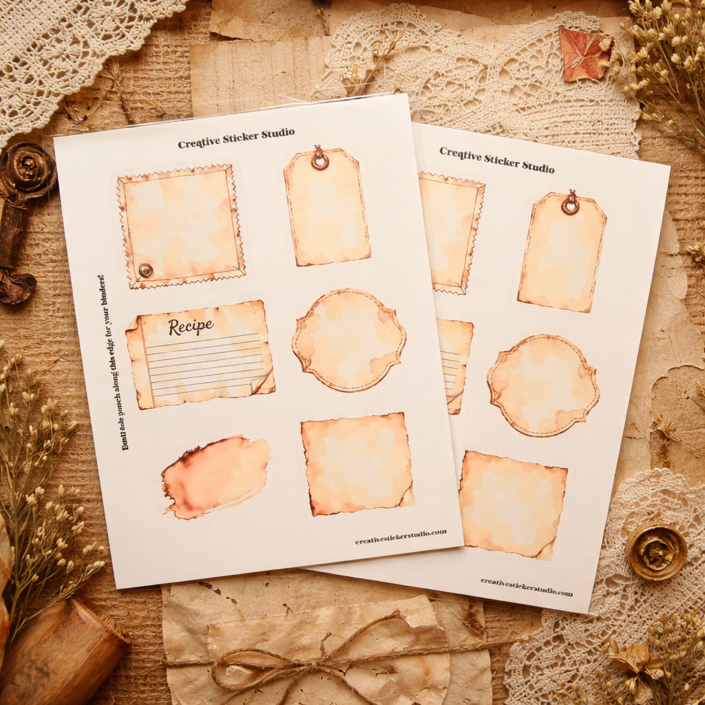 Sticker Sheet Set of 2 - Trash to Treasure Junk Journal Recipe
