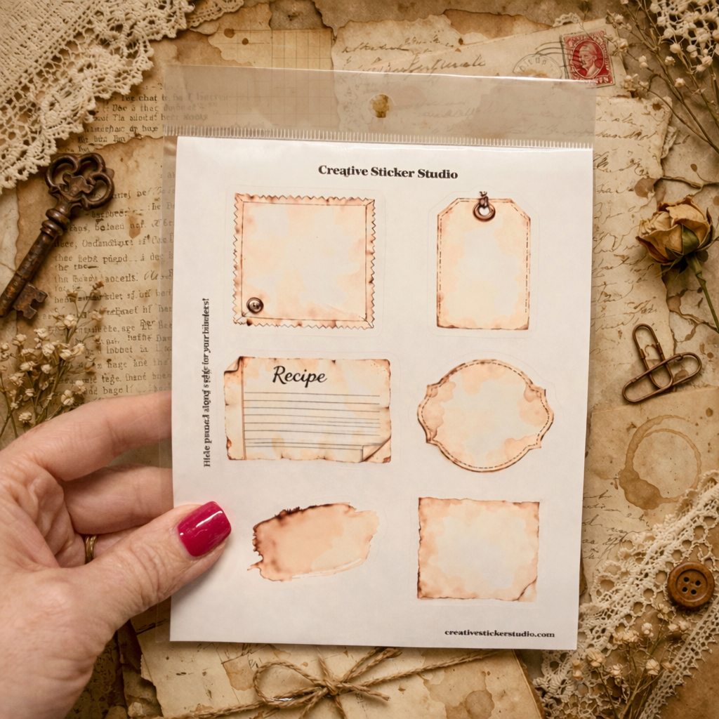 Sticker Sheet Set of 2 - Trash to Treasure Junk Journal Recipe