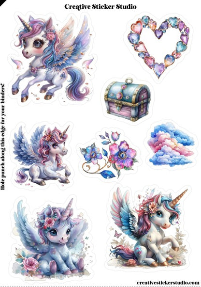 Sticker Sheet Set of 2 - Jeweled Unicorn