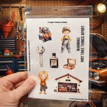 Sticker Sheet Set of 2 - Mechanic Warning