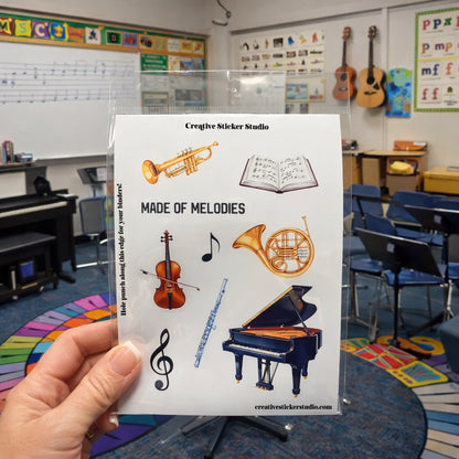 Sticker Sheet Set of 2 - Musical Instruments Melodies