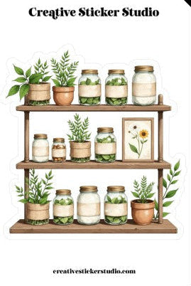 XLARGE Sticker - Plant Shelf w Jar Labels