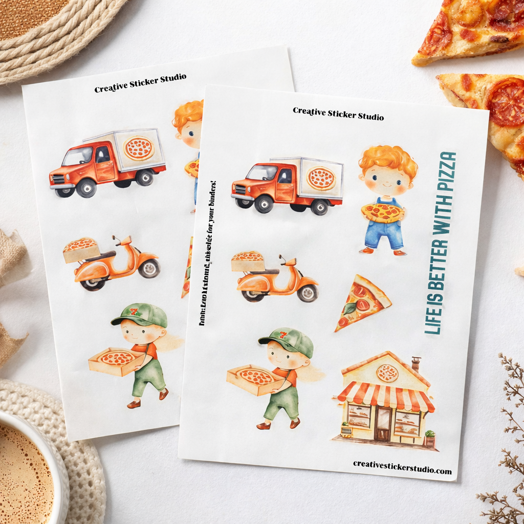 Sticker Sheet Set of 2 - Pizza Delivery
