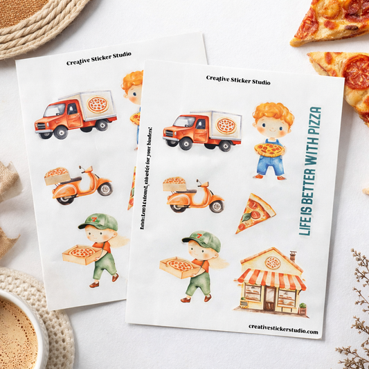 Sticker Sheet Set of 2 - Pizza Delivery