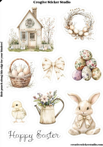 Sticker Sheet Set of 2 - Rustic Cream Easter