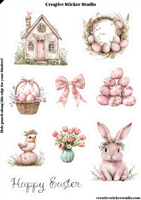 Sticker Sheet Set of 2 - Rustic Pink Easter