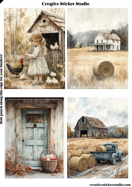 Sticker Sheet Set of 2 - Rustic Farm Scenes 3