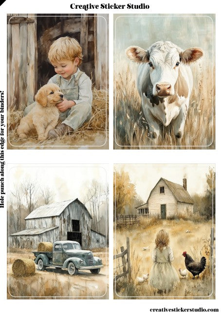 Sticker Sheet Set of 2 - Rustic Farm Scenes 2