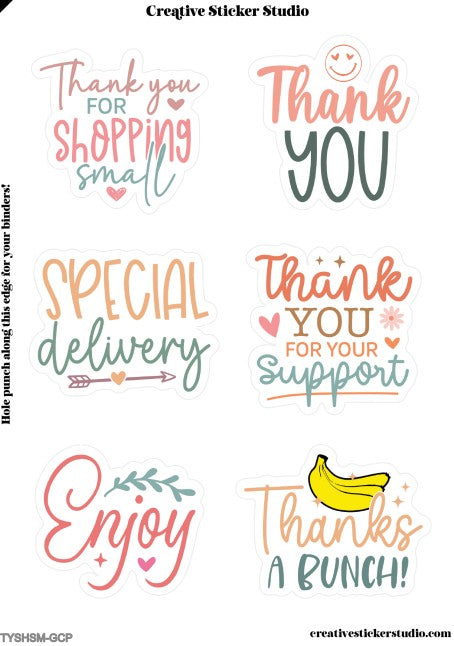 Sticker Sheet Set of 2 - Thank you for Shopping Small