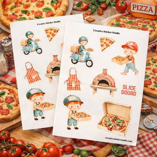 Sticker Sheet Set of 2 - Pizza Slice