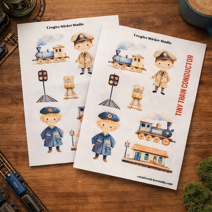Sticker Sheet Set of 2 -Train Conductor
