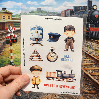 Sticker Sheet Set of 2 -Train All Aboard