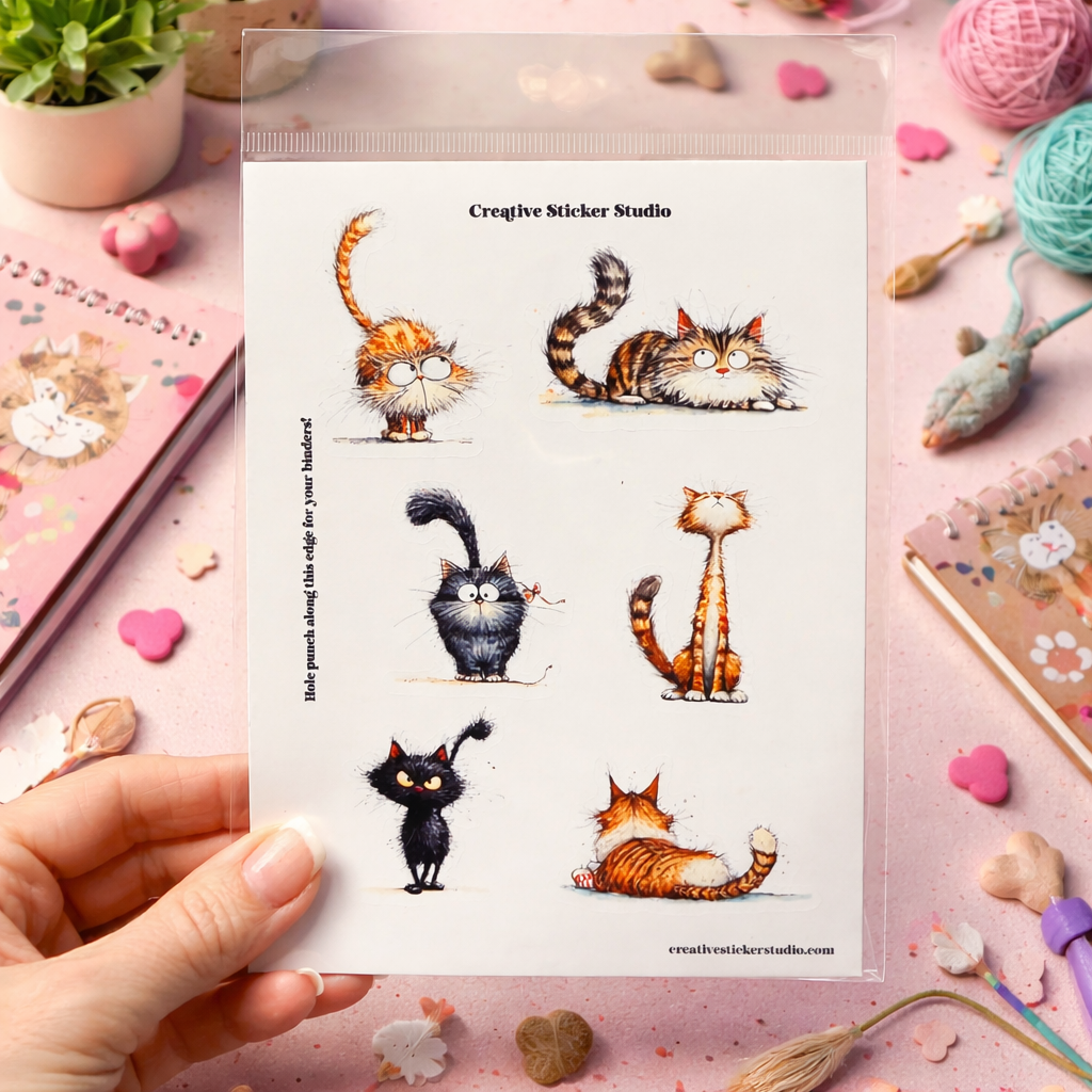 Sticker Sheet Set of 2 - Silly Cats