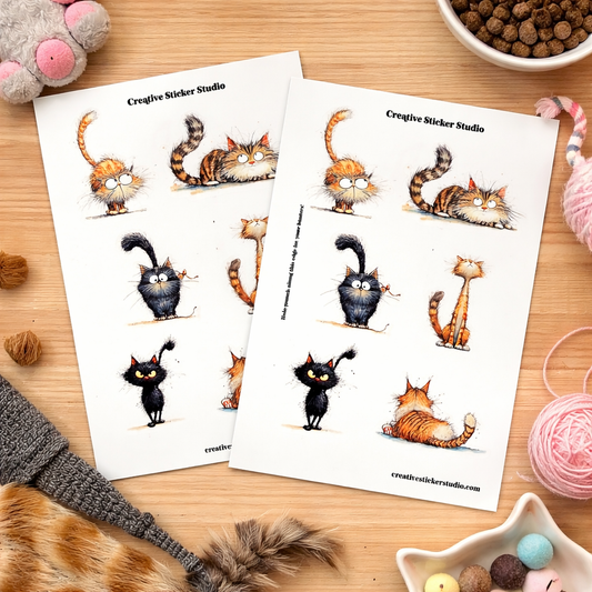 Sticker Sheet Set of 2 - Silly Cats