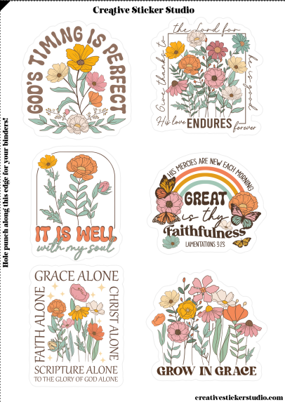 Sticker Sheet Set of 2 - Wildflower Bible Quotes 1 It is Well