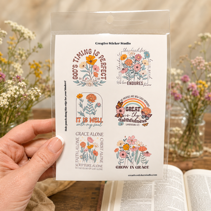 Sticker Sheet Set of 2 - Wildflower Bible Quotes 1 It is Well
