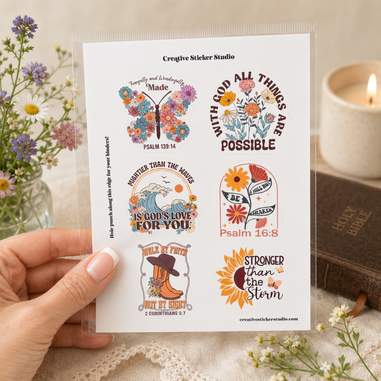Sticker Sheet Set of 2 - Wildflower Bible Quotes 2 All Things
