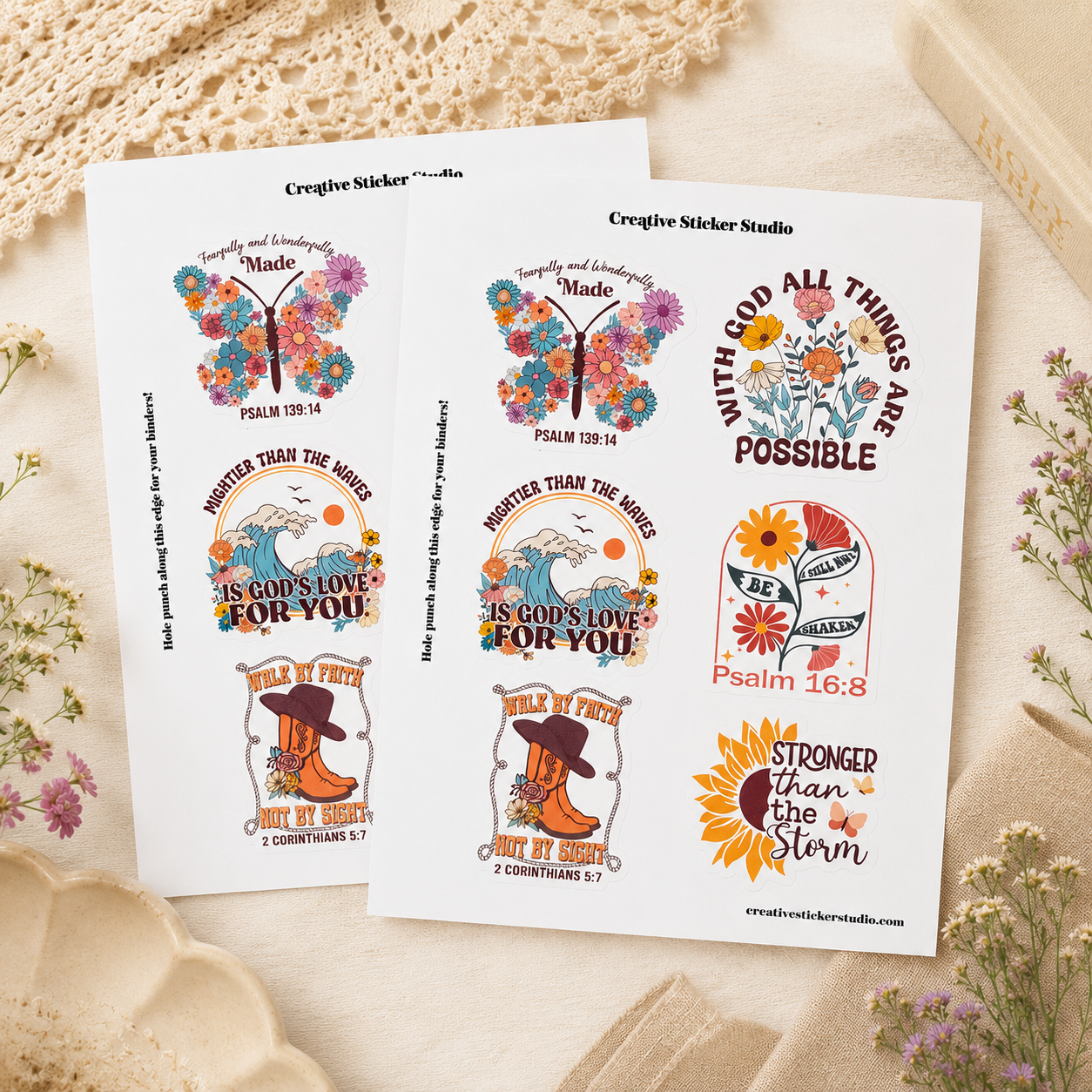 Sticker Sheet Set of 2 - Wildflower Bible Quotes 2 All Things