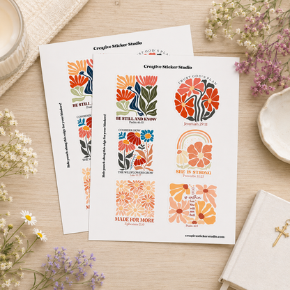 Sticker Sheet Set of 2 - Wildflower Bible Quotes 3 Be Still