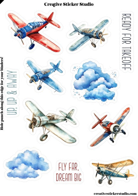 Sticker Sheet Set of 2 - Up & Away Airplanes