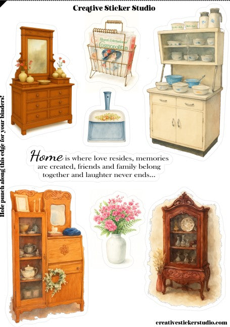 Sticker Sheet Set of 2 - Antique Store Furniture & Floral