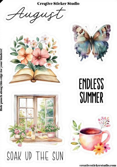 Sticker Sheet Set of 2 - Planner Months August