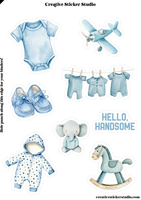 Sticker Sheet Set of 2 - Baby Boy Blue