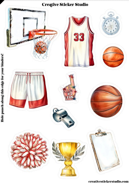 Sticker Sheet Set of 2 - Basketball #1 Fan