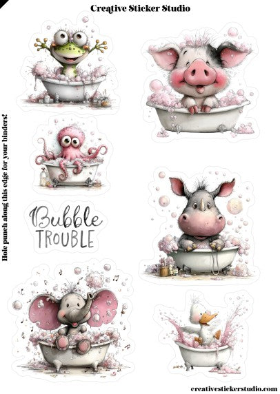 Sticker Sheet Set of 2 - Bathtime Animals Bubbles