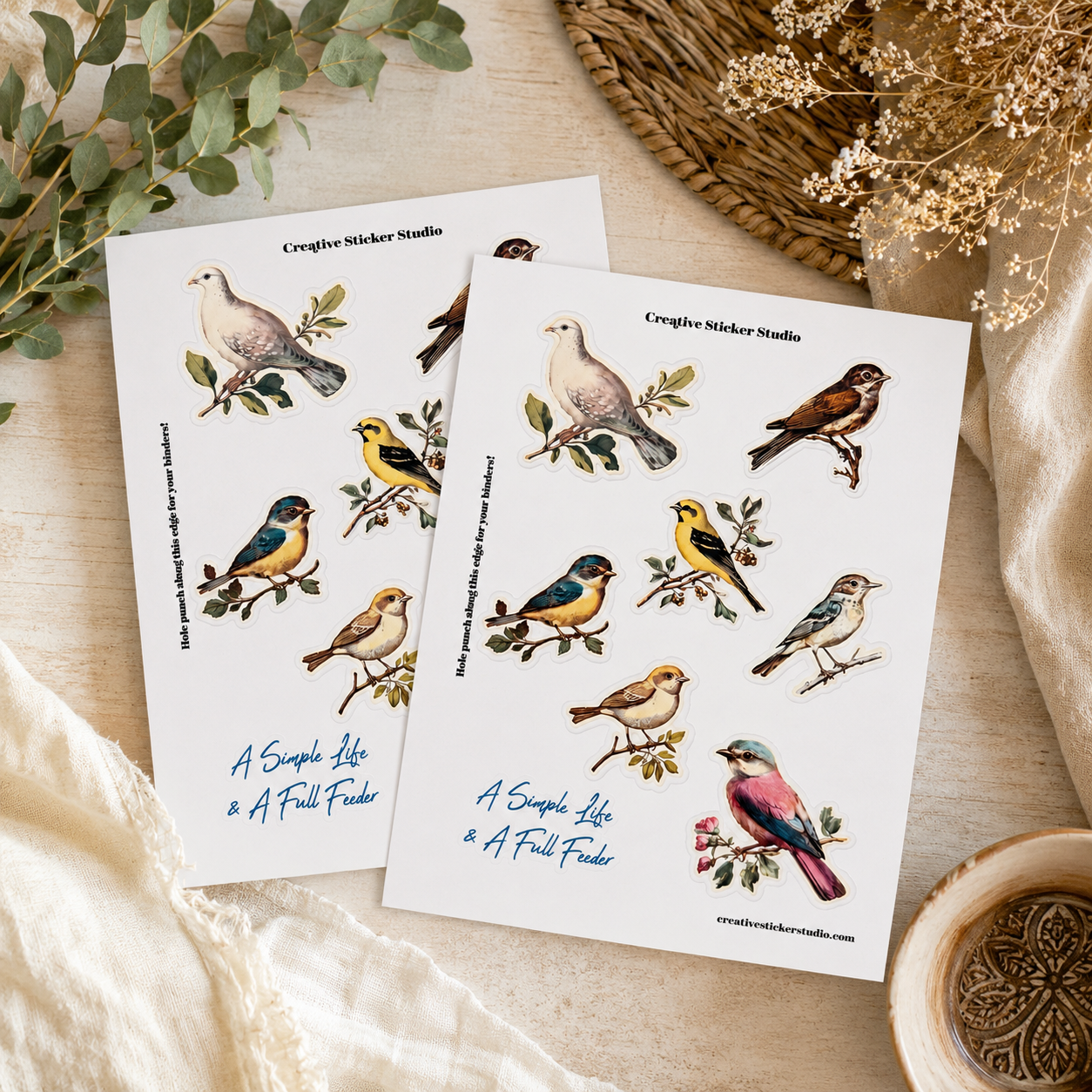 Sticker Sheet Set of 2 - Birds 2 Simple Life