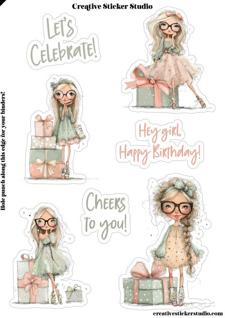 Sticker Sheet Set of 2 - Birthday Girl Blonde