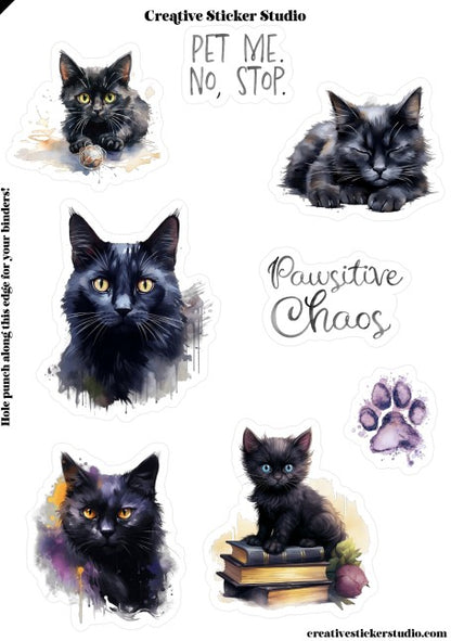 Sticker Sheet Set of 2 - Black Kitty Cats Pawsitive